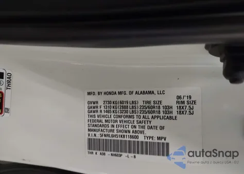 2019 Honda Odyssey Ex из США, поврежденный, VIN 5FNRL6H51KB118600